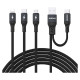 Dudao L3W USB-A/USB-C to Lightning/USB-C/MicroUSB 66W Cable - Black