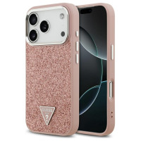 Guess Glitter Triangle Logo MagSafe Case for iPhone 17 Pro - Pink