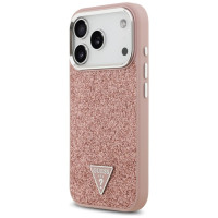 Guess Glitter Triangle Logo MagSafe Case for iPhone 17 Pro - Pink