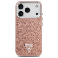 Guess Glitter Triangle Logo MagSafe Case for iPhone 17 Pro - Pink