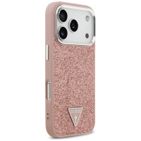 Guess Glitter Triangle Logo MagSafe Case for iPhone 17 Pro - Pink