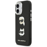 Karl Lagerfeld FW Grained Karl & Choupette Heads Pins & Logo iPhone 17 Case - Black