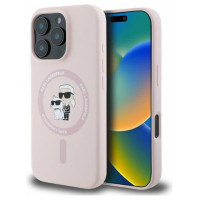 Karl Lagerfeld Silicone Karl&Choupette Heads MagSafe Case for iPhone 16 Pro Max - Pink