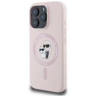Karl Lagerfeld Silicone Karl&Choupette Heads MagSafe Case for iPhone 16 Pro Max - Pink