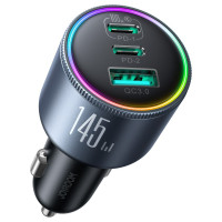 Joyroom JR-CCN07 145W Car Charger 2xUSB-C USB-A + 100W USB-C Cable - Dark Gray