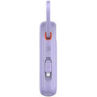 Baseus Qpow2 20000mAh 22.5W Powerbank with Dual Cable with Digital Display + Baseus Simple USB-C 3A Cable 0.3m (White) - Purple