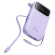 Baseus Qpow2 20000mAh 22.5W Powerbank with Dual Cable with Digital Display + Baseus Simple USB-C 3A Cable 0.3m (White) - Purple