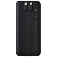 Baseus Lipow 10000mAh 22.5W Powerbank with Dual Built-in Cable with Display (with additional black Baseus Simple USB-A - USB-C 3A 0.2m cable) - Black