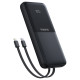 Baseus Lipow 10000mAh 22.5W Powerbank with Dual Built-in Cable with Display (with additional black Baseus Simple USB-A - USB-C 3A 0.2m cable) - Black