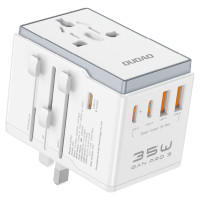 Dudao A35Pro 35W EU / UK / AUS / US / JP travel adapter 3x USB-C 2x USB-A - white
