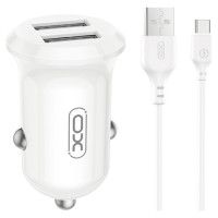 XO CC67 Automa&scaron;īnas lādētājs 2xUSB 12W + Type C kabelis