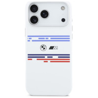 BMW M Silicon Horizontal Line MagSafe Case for iPhone 17 Pro Max - White