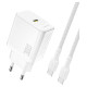 Dudao A27PCEU PD 30W GaN USB-C Wall Charger with USB-C Cable - White