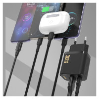 Dudao A27TCEU PD 30W GaN USB-A USB-C Wall Charger with USB-C Cable - Black