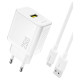 Dudao A27STEU 25W GaN USB-A Wall Charger with USB-A - USB-C Cable - White
