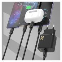 Dudao A27STEU 25W GaN USB-A Wall Charger with USB-A - USB-C Cable - White