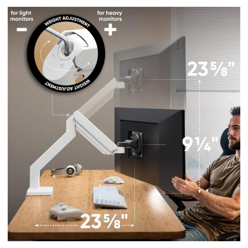 Onkron MONITOR ACC DESK MOUNT/15-42" BLK/WHT G110-BW ONKRON