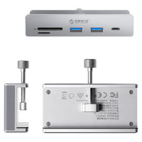 Orico MH5PC Hub Clamp-Mounted USB-C / 2x USB-A 3.2 + 1x USB-C 3.2 + 1x SD&TF - Silver