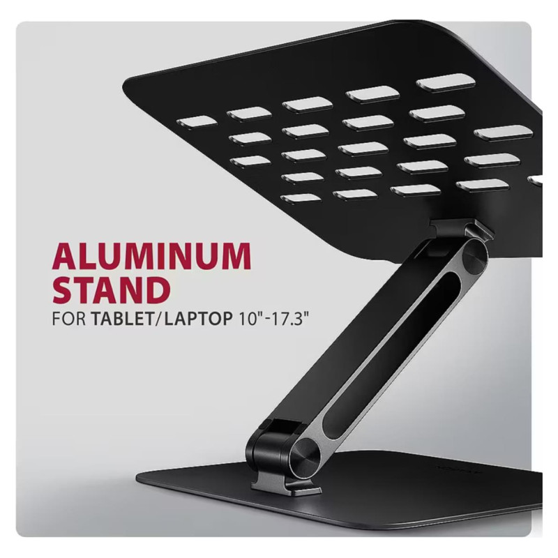 Axagon STND-LQB stand for notebooks and tablets. Aluminum HQ stand for laptops size 10-17.3. Adjustable height and angle. Black.