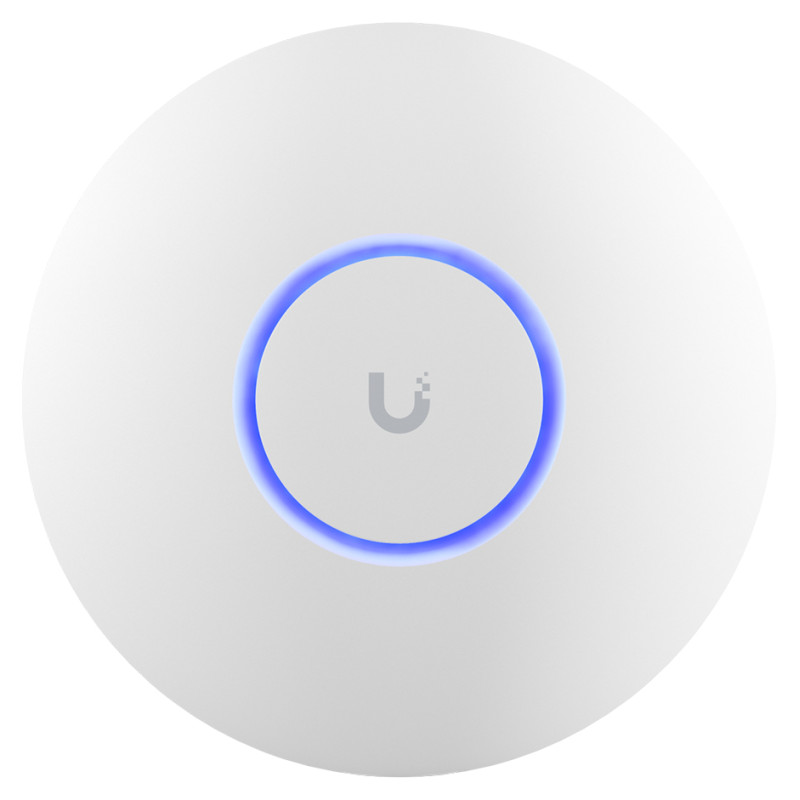 Ubiquiti U6+, WiFi 6, 4 spatial streams, 140 m&sup2; (1,500 ft&sup2;) coverage, 300+ connected devices, Powered using PoE, GbE uplink.