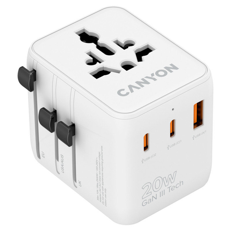 Canyon Travel Adapter OnTour 20 EU/UK/US/AUS 20W&nbsp; White