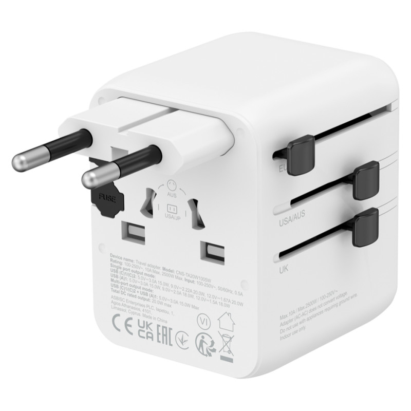 Canyon Travel Adapter OnTour 20 EU/UK/US/AUS 20W&nbsp; White