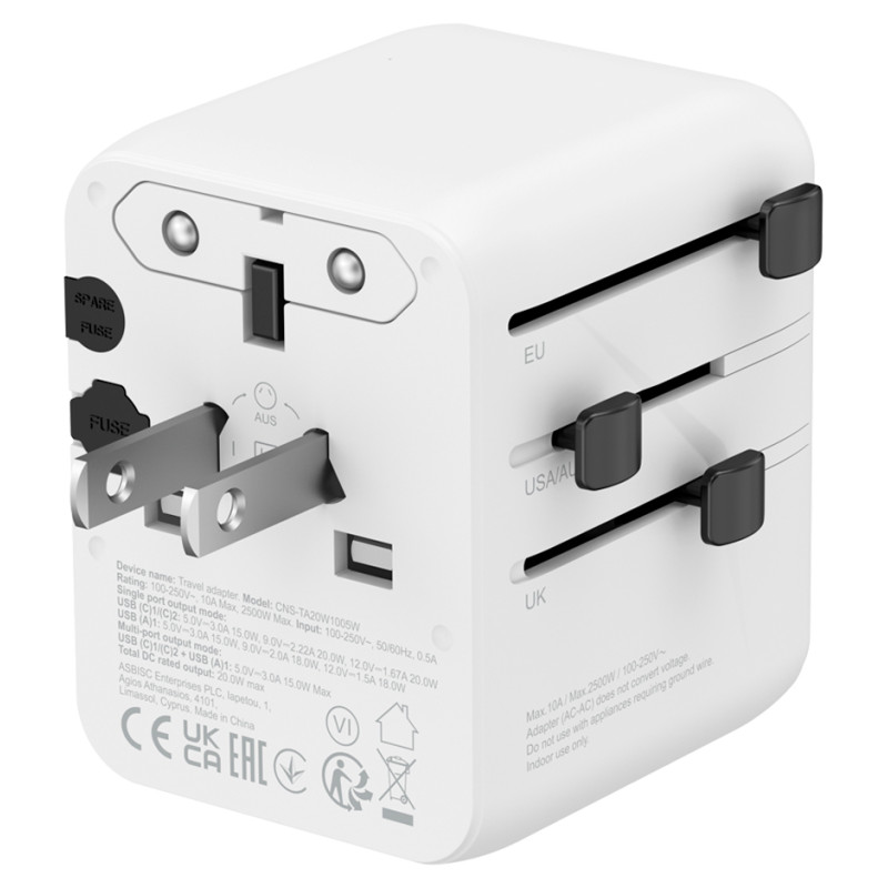 Canyon Travel Adapter OnTour 20 EU/UK/US/AUS 20W&nbsp; White