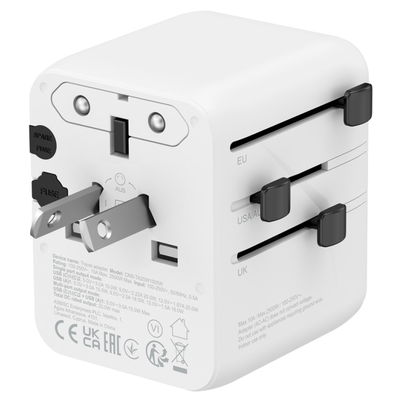 Canyon Travel Adapter OnTour 20 EU/UK/US/AUS 20W&nbsp; White