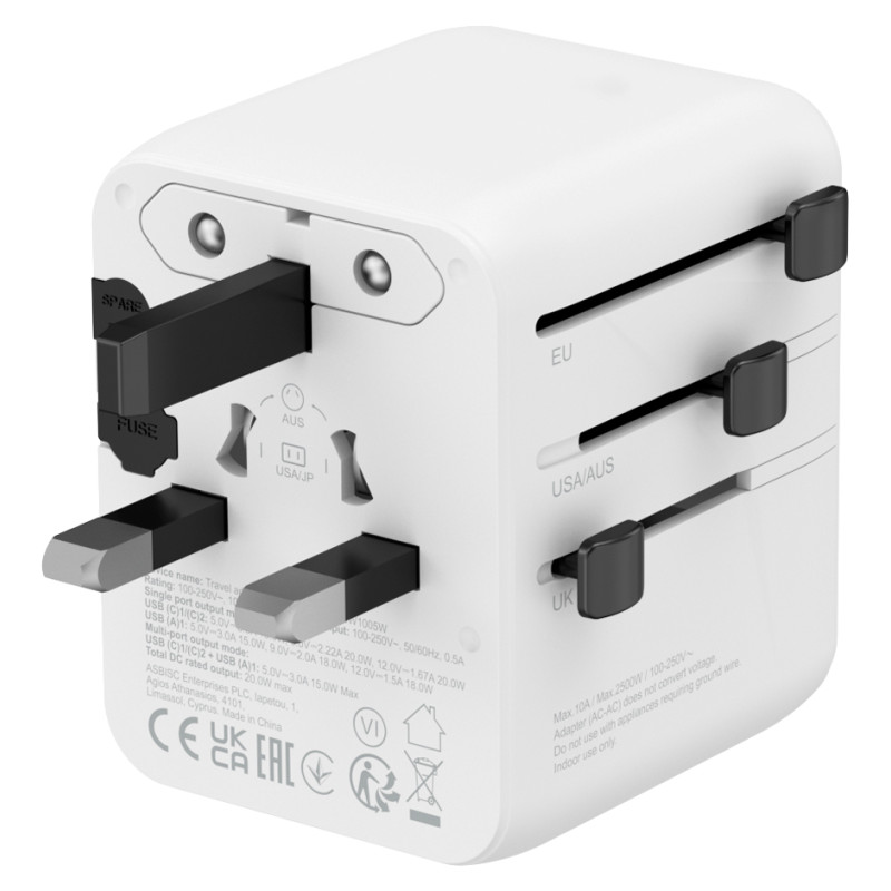 Canyon Travel Adapter OnTour 20 EU/UK/US/AUS 20W&nbsp; White