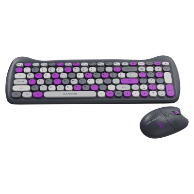Canyon HSET-W6 EN Keyboard+Mouse Kitty Edition AAA+АА Wireless Violet