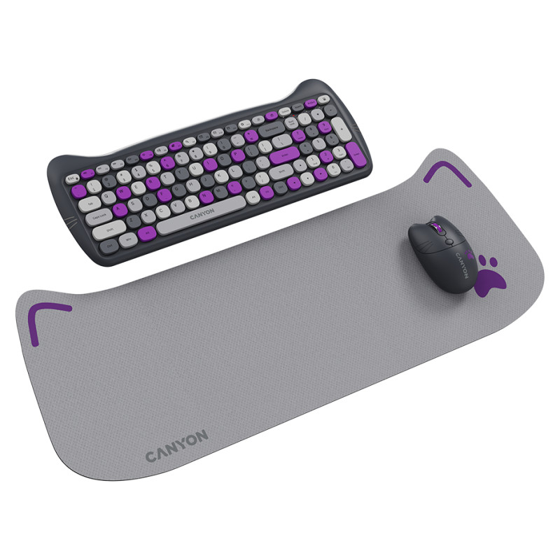 Canyon HSET-W6 EN Keyboard+Mouse Kitty Edition AAA+АА Wireless Violet