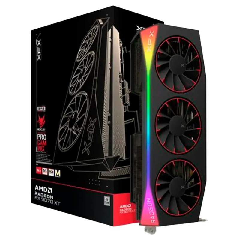 XFX Mercury AMD Radeon RX 9070XT OC Magnetic Air Edition with RGB 16GB GDDR6 HDMI 3xDP, AMD RDNA 4