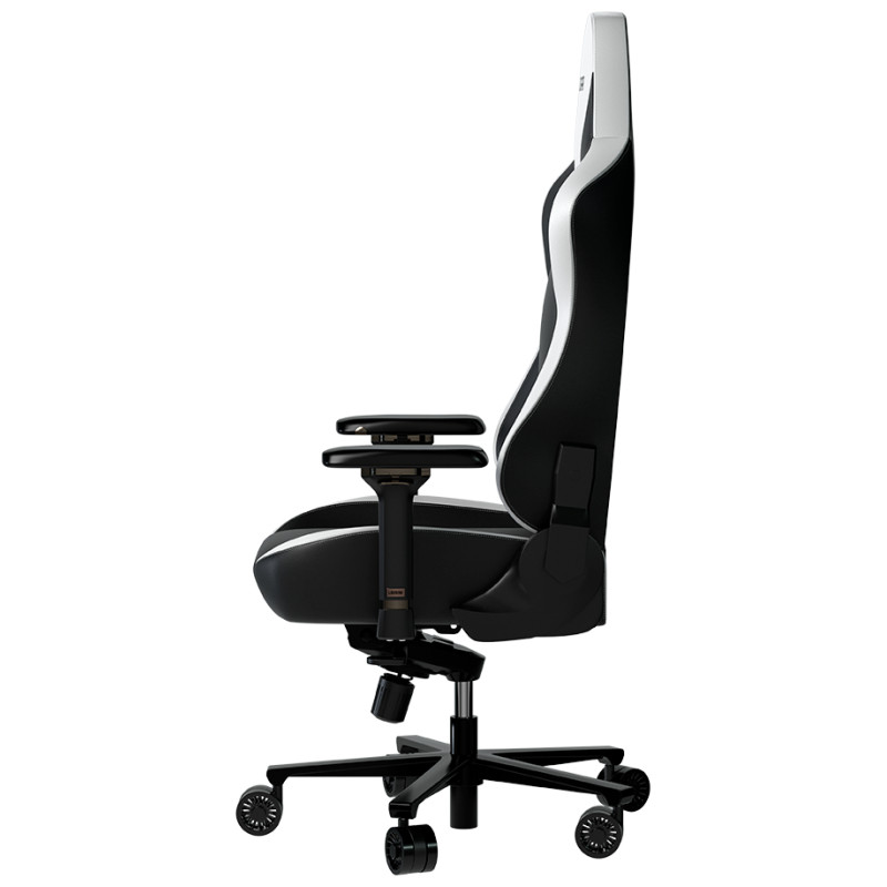 Lorgar Base 311, Gaming chair, PU eco-leather, 1.8 mm metal frame, multiblock mechanism, 4D armrests, 5 Star aluminium base, Class-4 gas lift, 75mm PU casters, Black + white