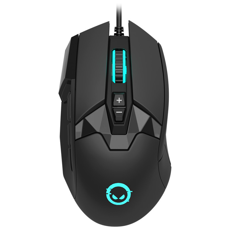 Lorgar Stricter 579, gaming mouse, 9 programmable buttons, Pixart PMW3336 sensor, DPI up to 12 000, 50 million clicks buttons lifespan, 2 switches, built-in display, 1.8m USB soft silicone cable, Matt UV coating with glossy parts and RGB lights with 4 LED