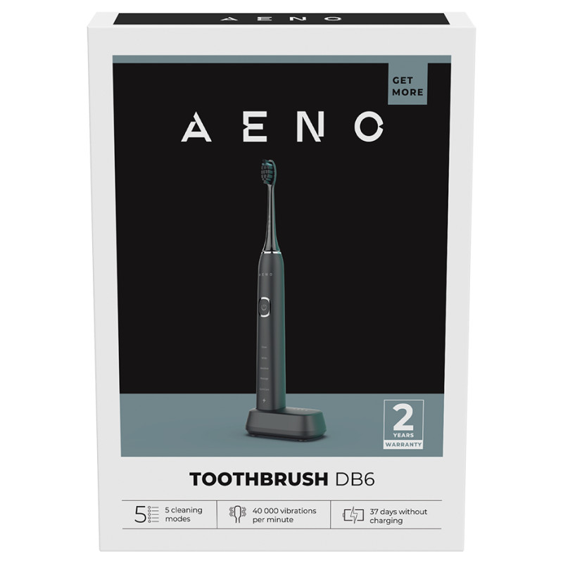 Aeno Sonic Electric Toothbrush DB6: Black, 5 modes, wireless charging, 46000rpm, 40 days without charging, IPX7