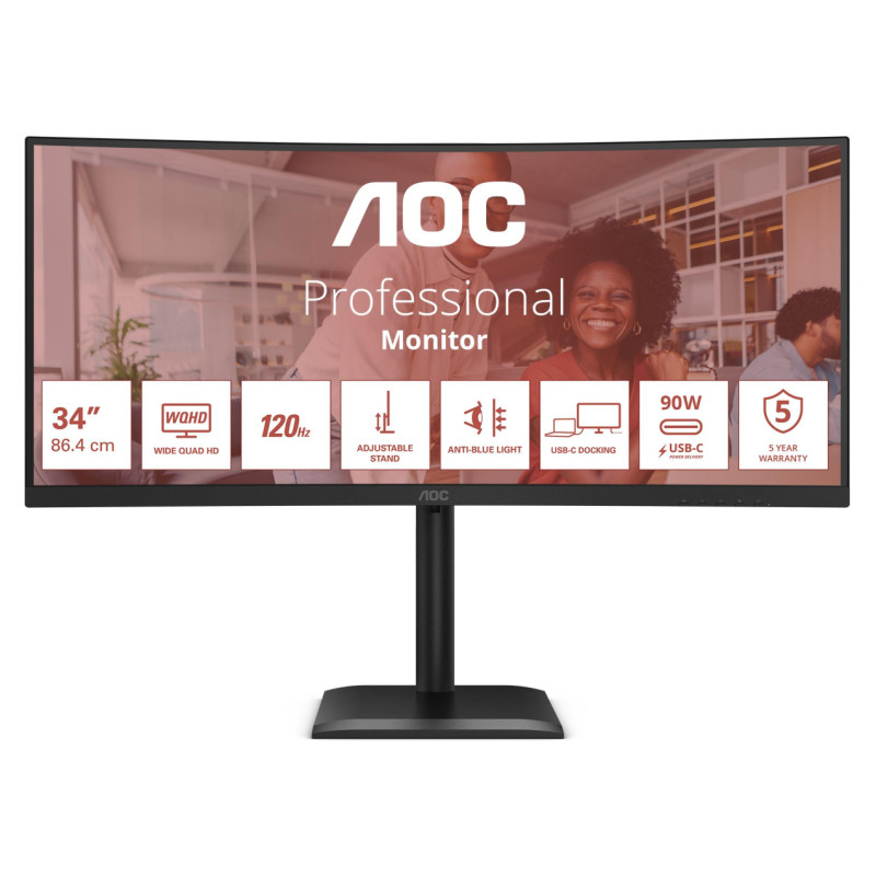 AOC LCD Monitor|AOC|34 "|3440 x 1440 pixels|UltraWide Quad HD|Native aspect ratio 21:9|LCD|Curved|CU34E4CV