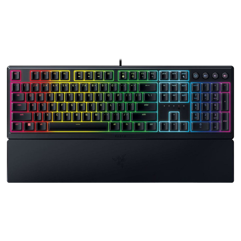 Razer Ornata V3, Mecha-membrane switches, 10 Razer Chroma&trade; RGB Lighting Zones, 1000 Hz Ultrapolling, Backlit keys, UV coated ABS Keycaps, Soft-touch wrist rest"