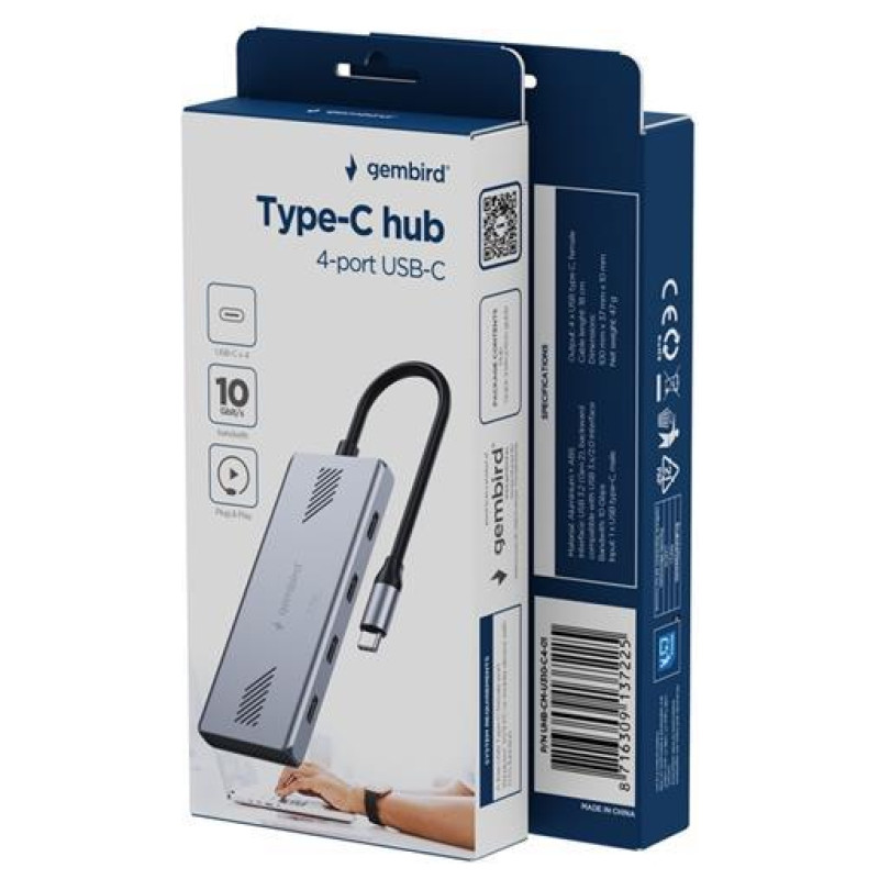 Gembird I/O HUB USB-C 4PORT/UHB-CM-U310-C4-01 GEMBIRD