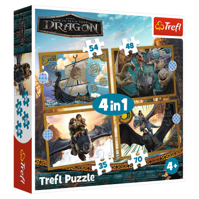 Trefl Pužļu komplekts 4in1 Kā pieradināt pūķi