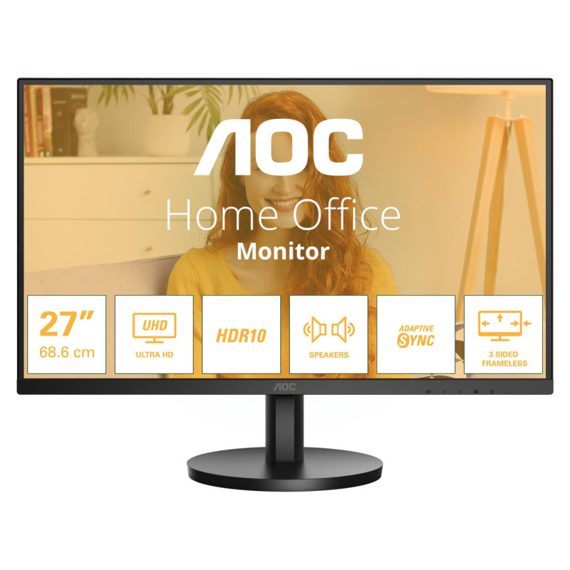 AOC LCD Monitor|AOC|27 "|3840 x 2160 pixels|4K Ultra HD|Native aspect ratio 16:9|LCD|Flat|U27B3A