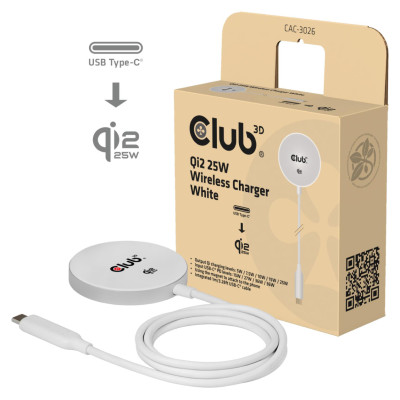 Club3D MOBILE CHARGER QI2 MAGSAFE/25W WH CAC-3026 CLUB3D
