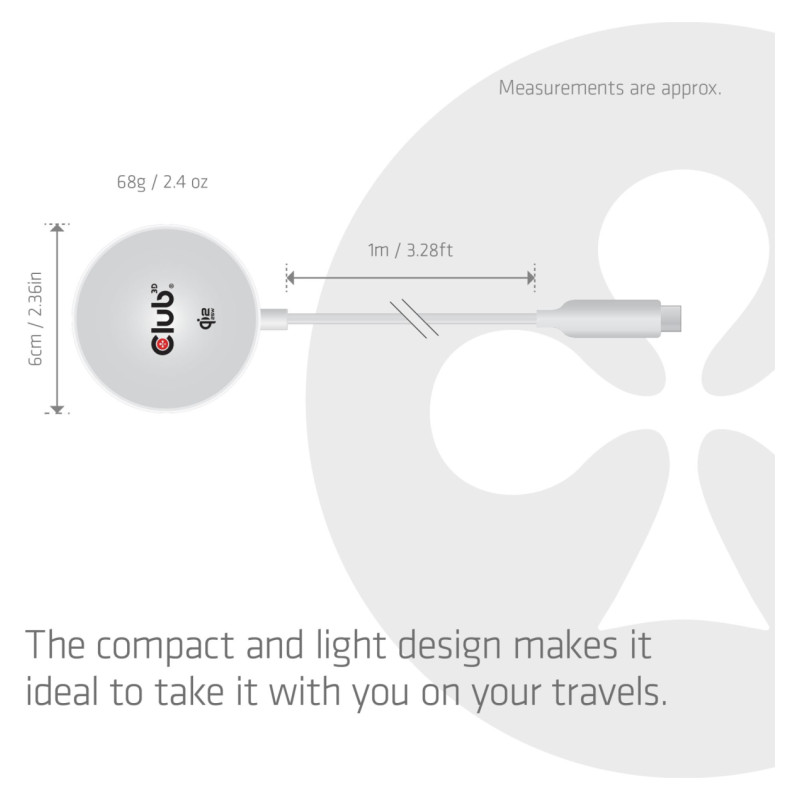 Club3D MOBILE CHARGER QI2 MAGSAFE/25W WH CAC-3026 CLUB3D
