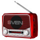 Sven Speaker SVEN SRP-150, red (3W, Bluetooth, FM/AM/SW, USB, microSD, flashlight, battery)