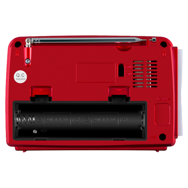 Sven Speaker SVEN SRP-150, red (3W, Bluetooth, FM/AM/SW, USB, microSD, flashlight, battery)
