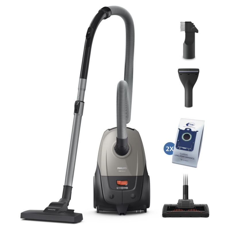 Philips Vacuum Cleaner|PHILIPS|Input power 850 W|Dust capacity 3 L|Cylinder vacuum|Cleaning type Dry|Dust container Dust bag|Colour Black/Grey|XD2152/12