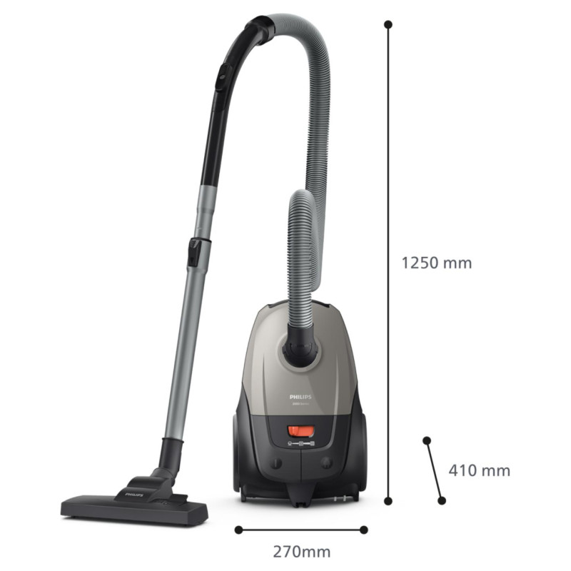 Philips Vacuum Cleaner|PHILIPS|Input power 850 W|Dust capacity 3 L|Cylinder vacuum|Cleaning type Dry|Dust container Dust bag|Colour Black/Grey|XD2152/12
