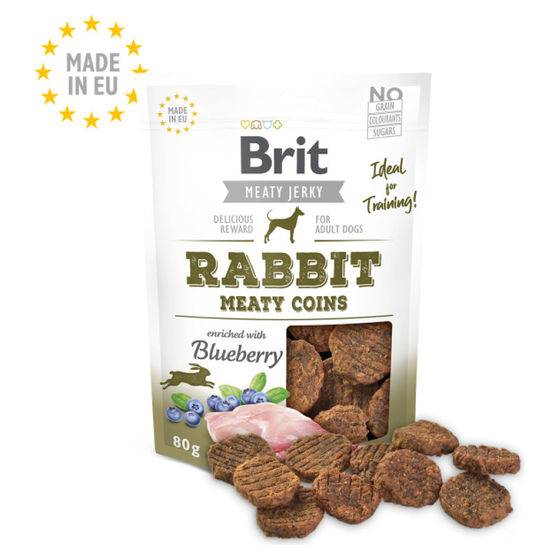 Brit Jerky Rabbit Meaty Coins Snack 80 g kārums suņiem