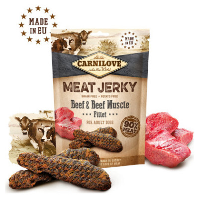 Carnilove Dog Jerky Beef with Beef Muscle Fillet 100g papīldbarība suņiem