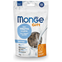 Monge GIFT Cat FILLED & CRUNCHY Kitten Trout and milk / 60 g - kārums kaķiem