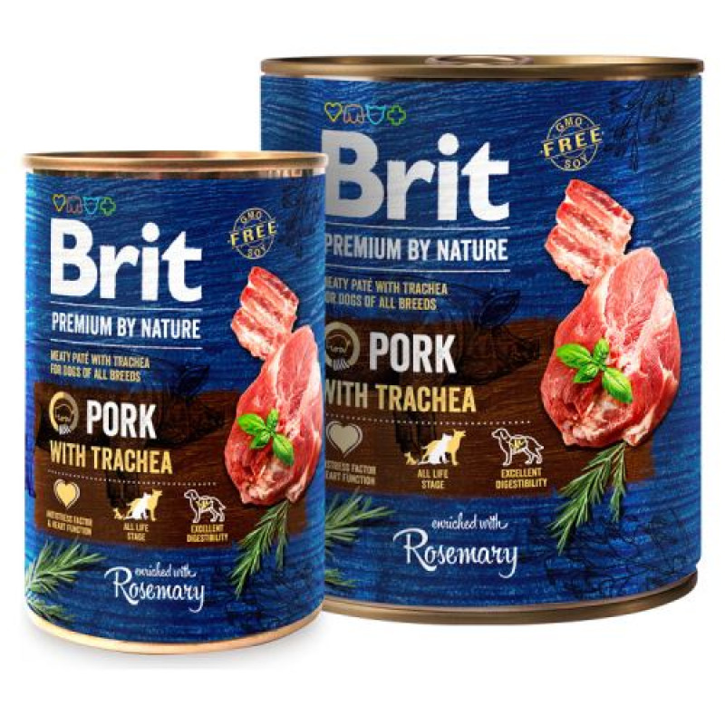 Brit Premium by Nature wet Pork with Trachea 800 g mitrā barība suņiem